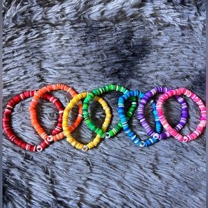 New rainbow heart Clay Bead Bracelets